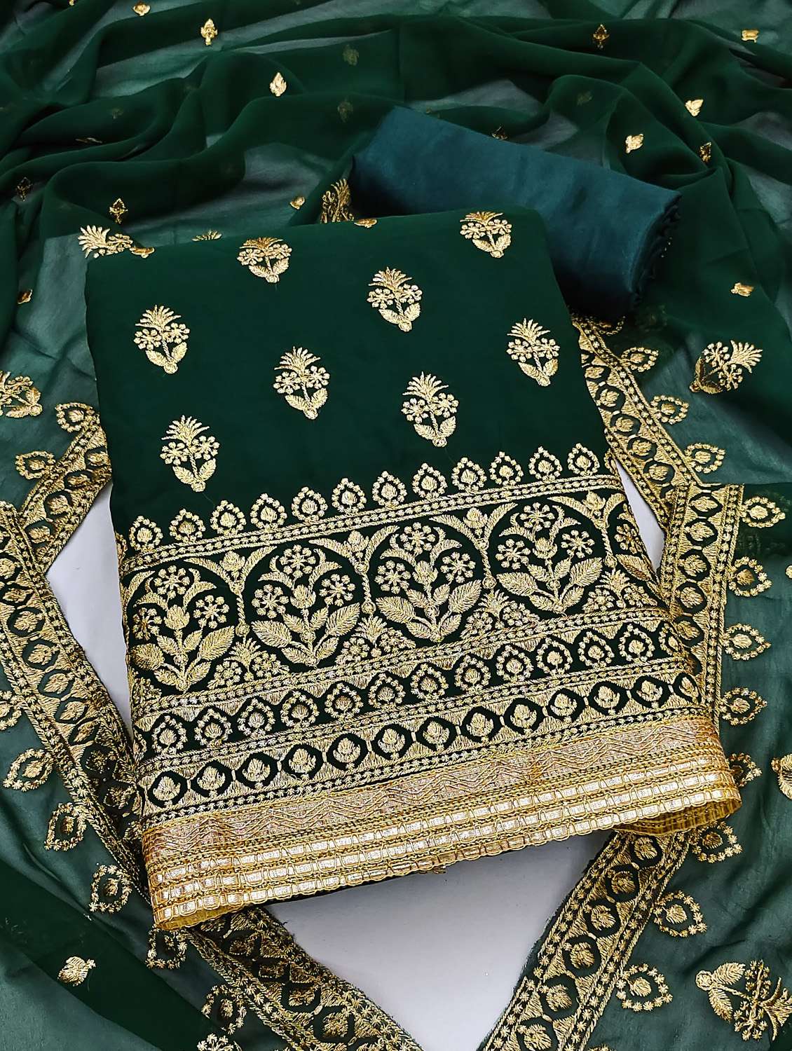 women solid with work unstitched suit set