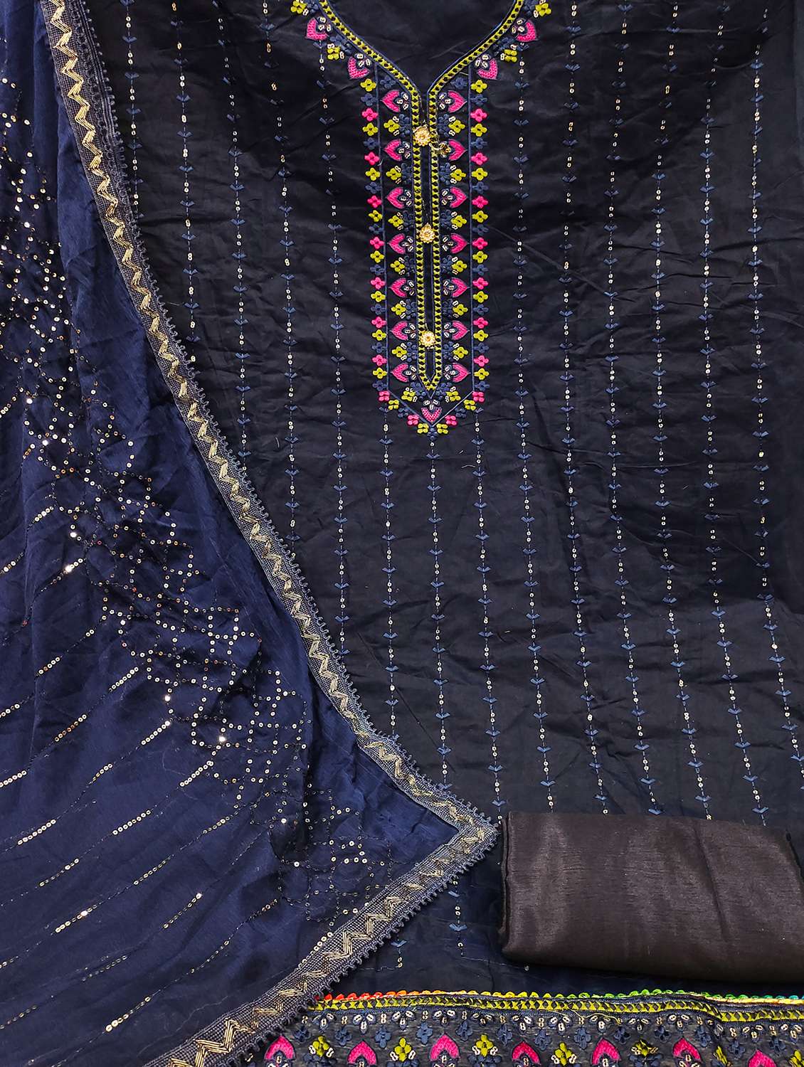 women solid with work unstitched suit set - 22397264 -  Standard Image - 2