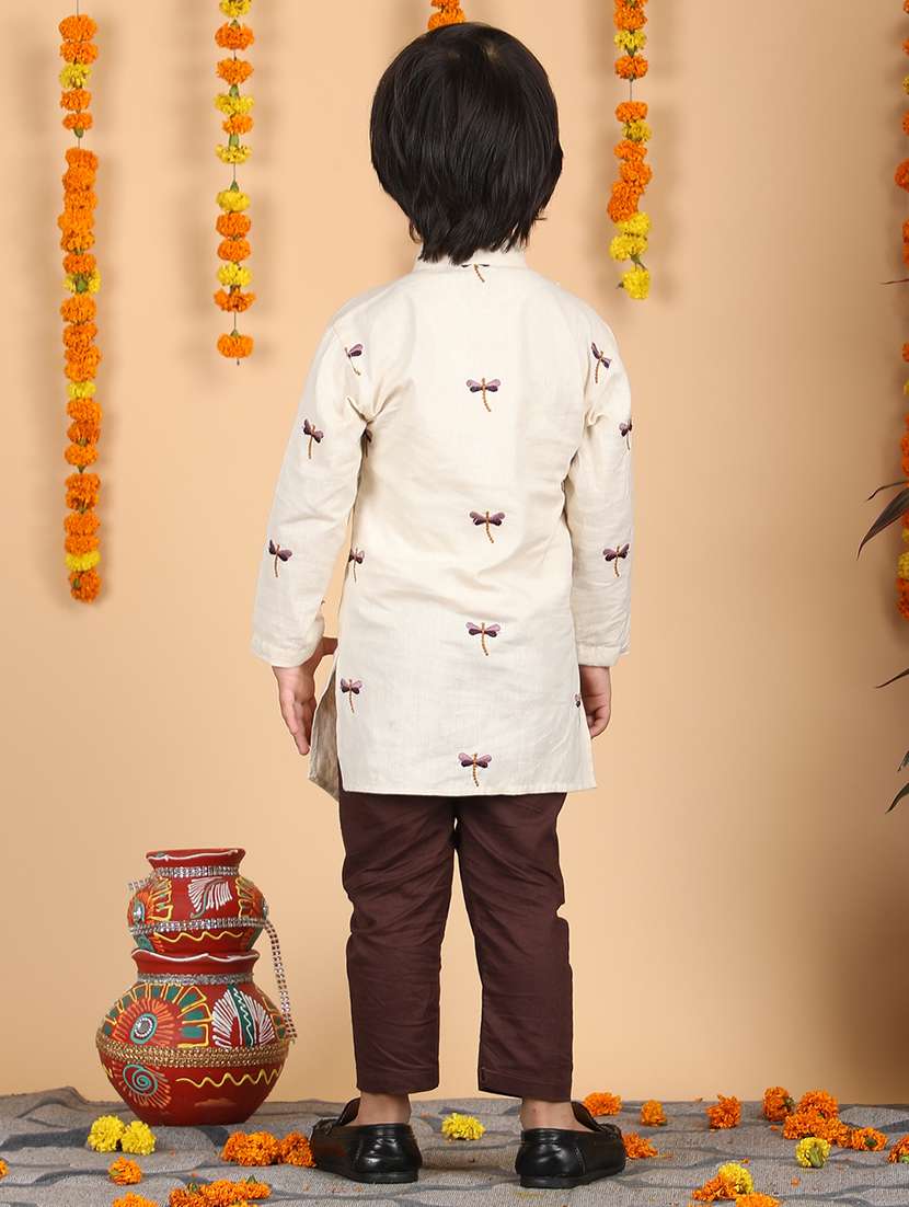 boys printed long sleeve kurta set - 22397338 -  Standard Image - 2