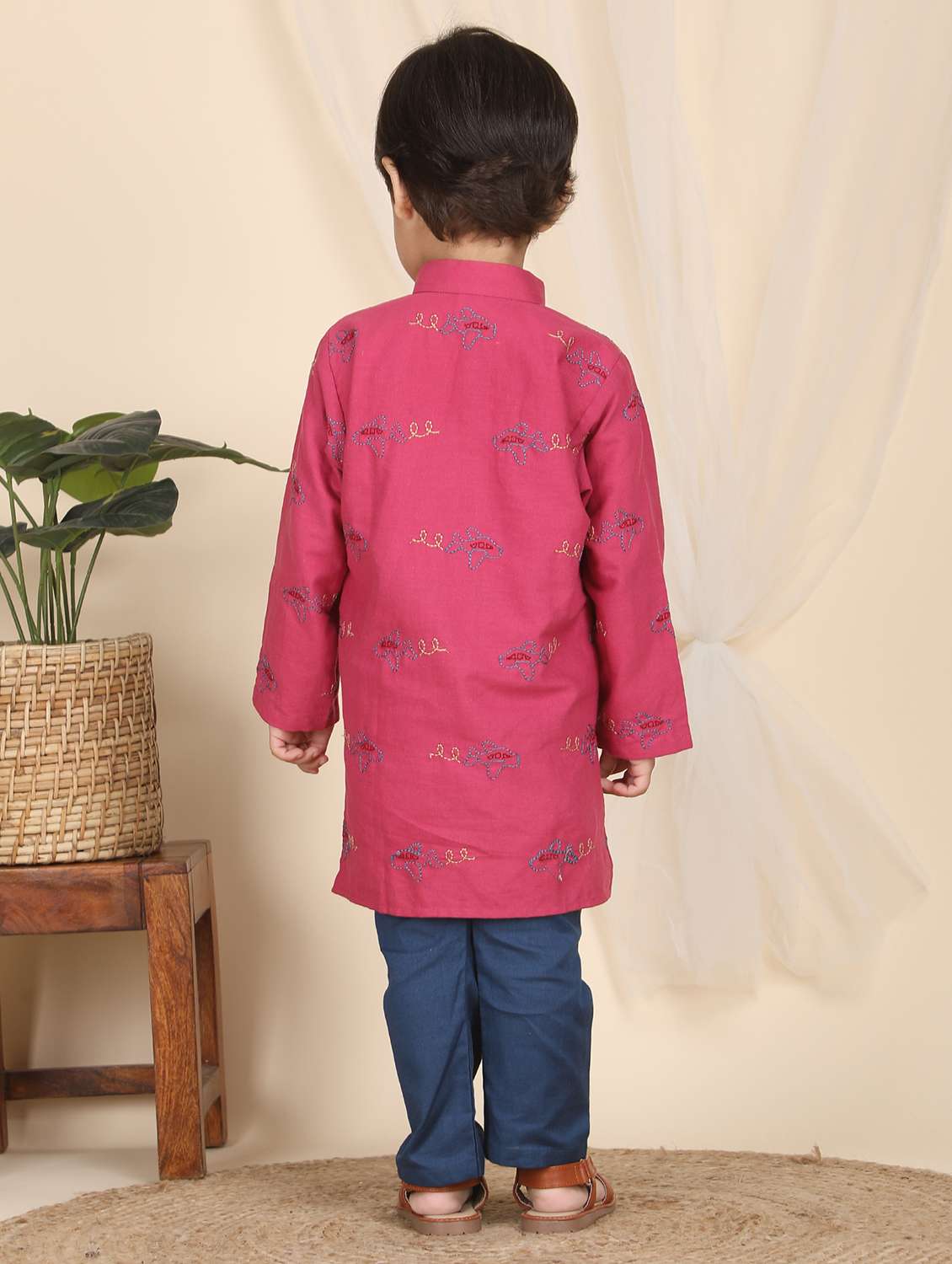 boys embroidered mandarin neck kurta pyjama set - 22397339 -  Standard Image - 2