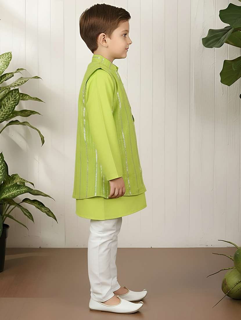 boys self designed kurta and pyjama set with jacket - 22397351 -  Standard Image - 2