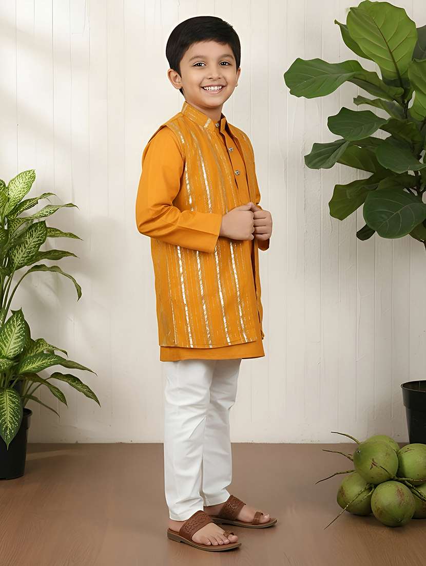 boys self designed kurta and pyjama set with jacket - 22397352 -  Standard Image - 2