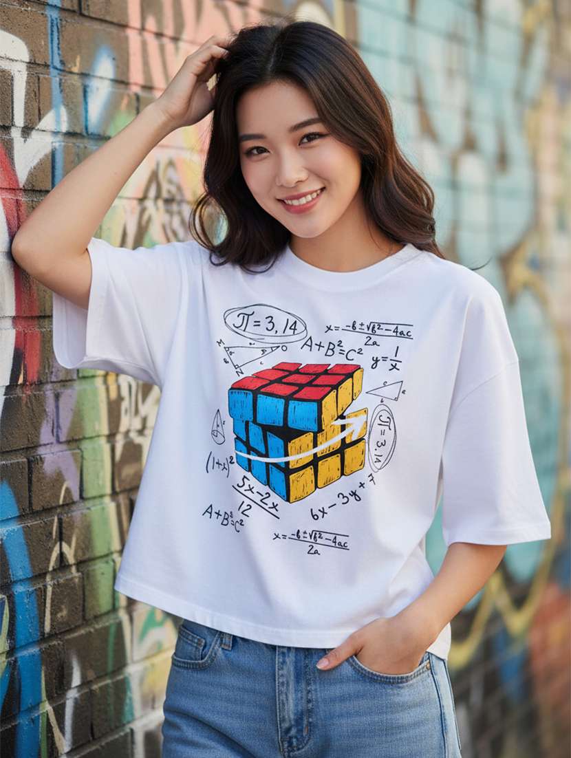 women printed short sleeve crop t-shirt