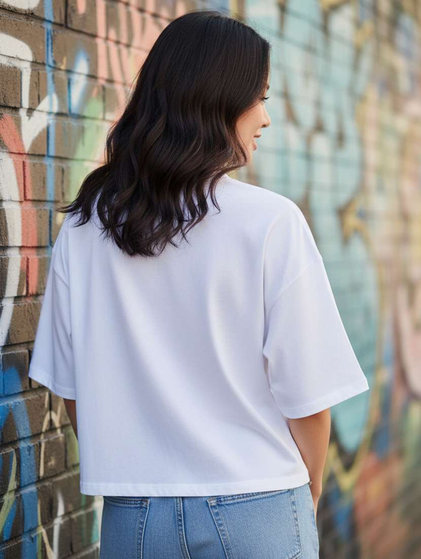 women printed short sleeve crop t-shirt - 22397449 -  Standard Image - 2