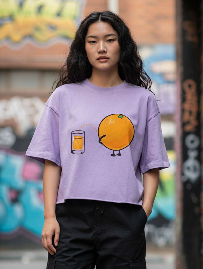 women printed short sleeve crop t-shirt