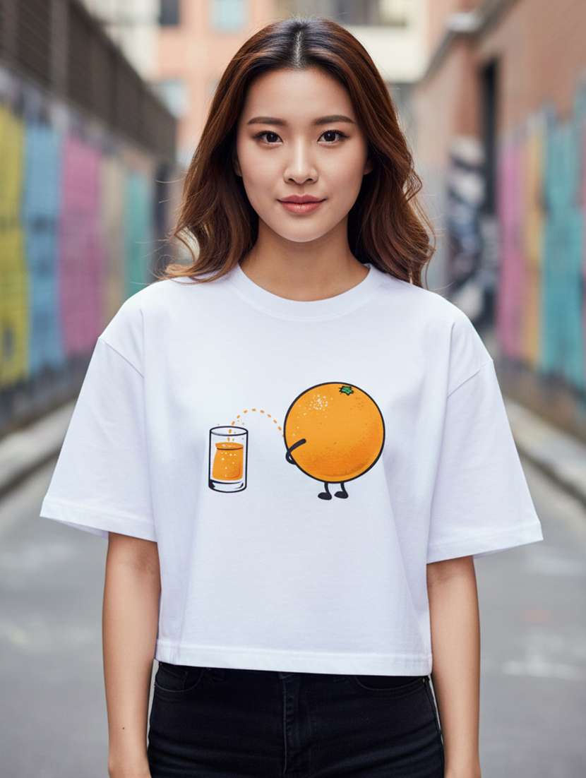 women printed short sleeve crop t-shirt