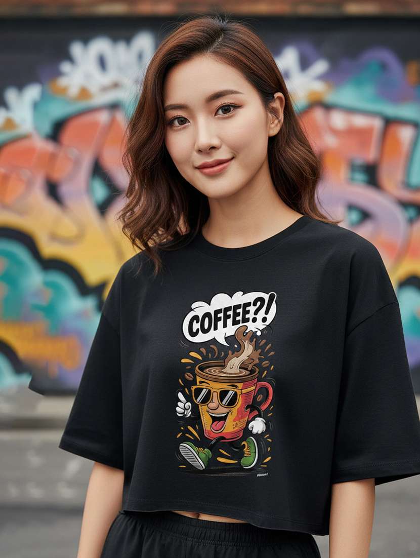 women printed short sleeve crop t-shirt