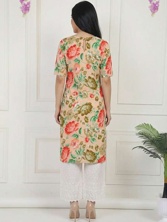 women floral printed short sleeve straight kurta - 22397462 -  Standard Image - 2