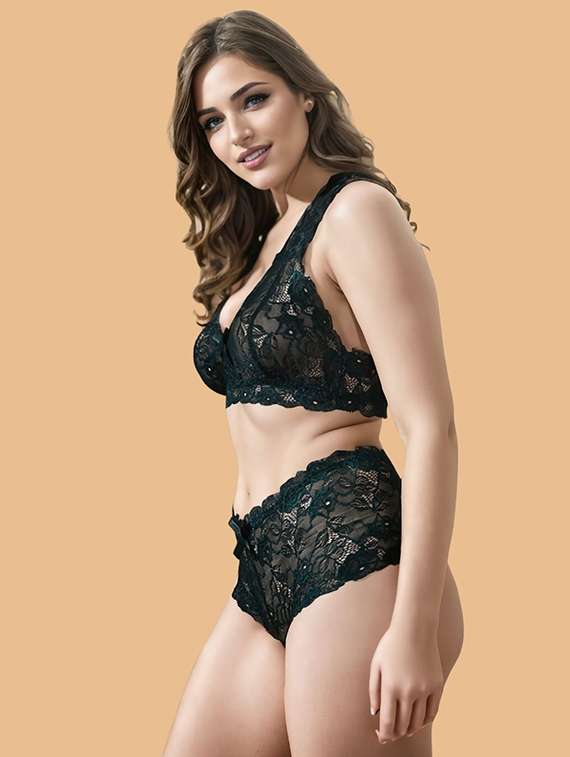 women self designed lace bra and panty set - 22397508 -  Standard Image - 2
