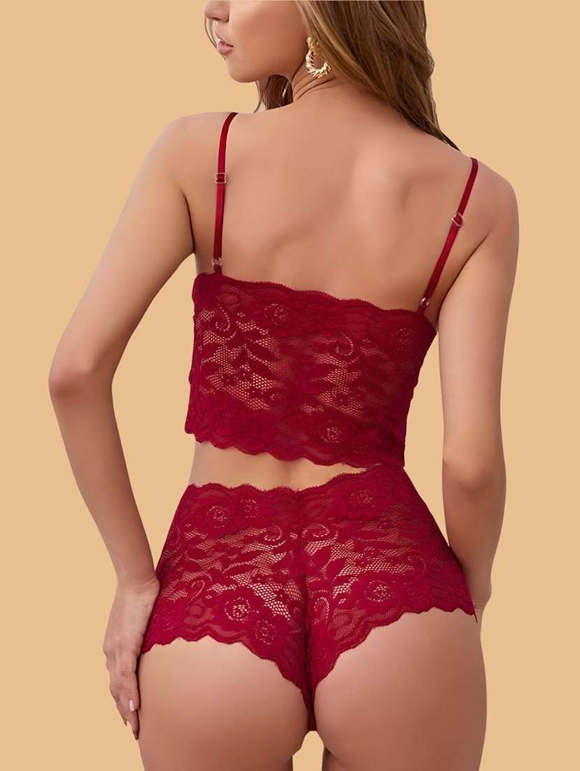 women solid lace bra and panty set - 22397517 -  Standard Image - 2