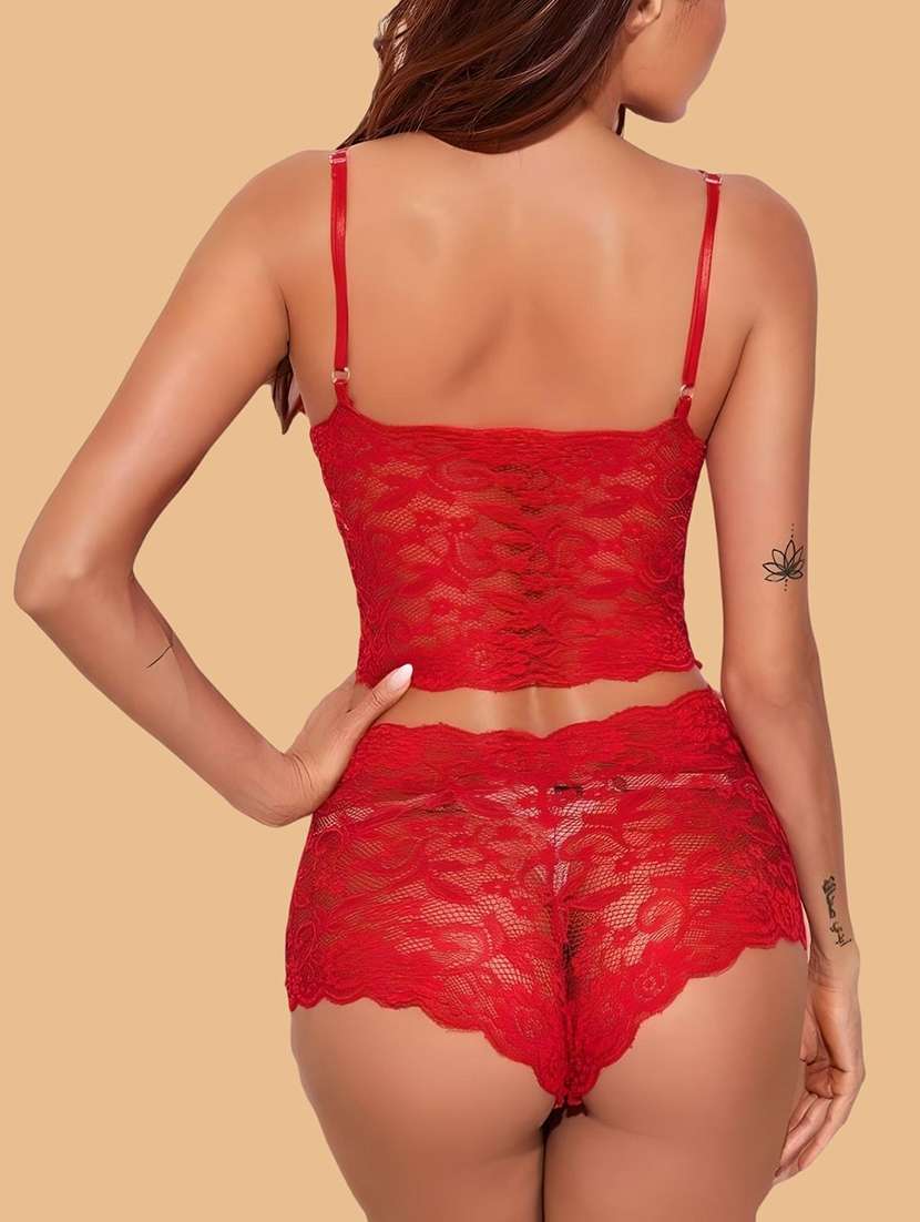 women solid lace bra and panty set - 22397519 -  Standard Image - 2