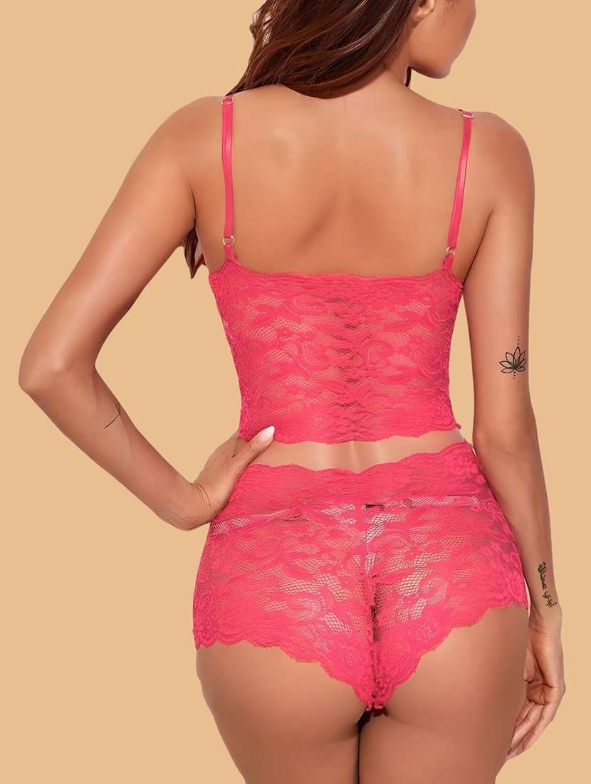 women solid lace bra and panty set - 22397520 -  Standard Image - 2