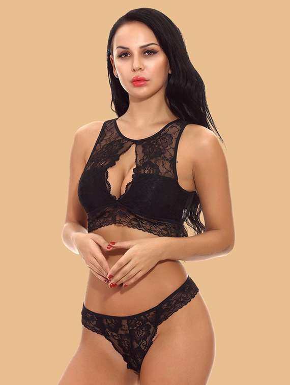 women self designed lace bra and panty set - 22397535 -  Standard Image - 2