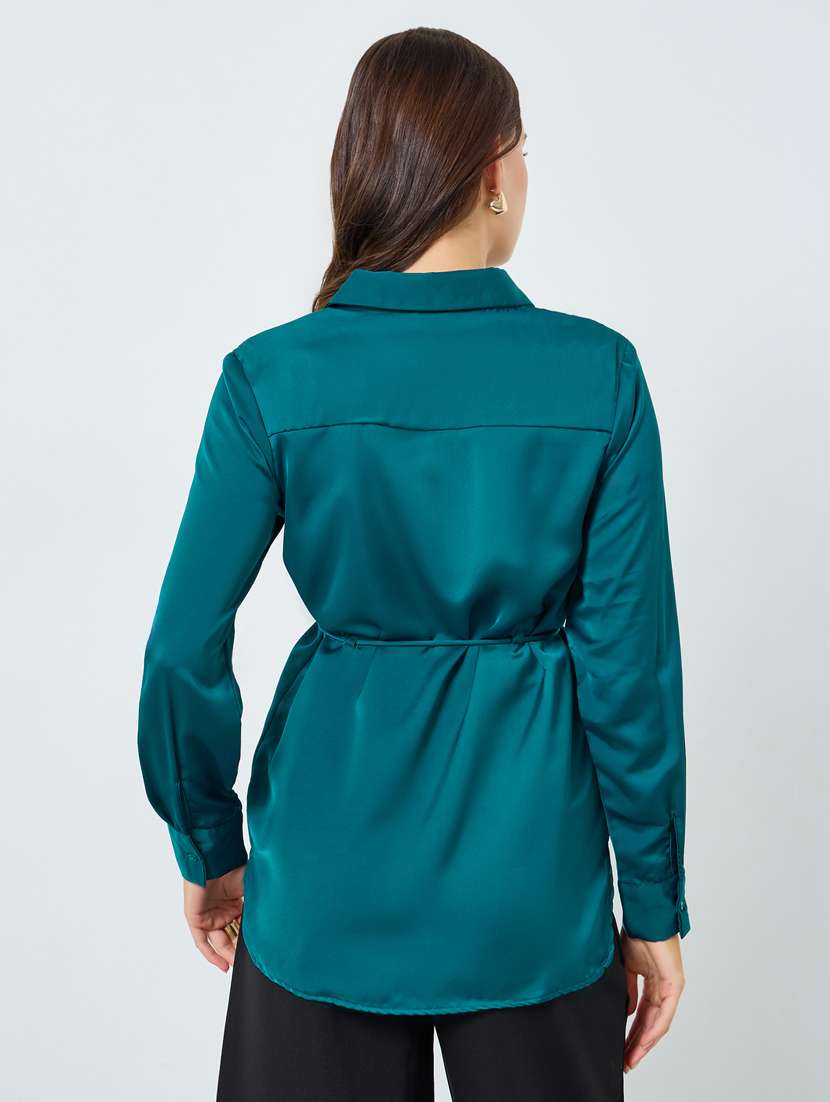 women solid collared long sleeve shirt - 22397796 -  Standard Image - 2