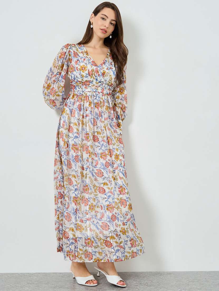 women floral print puff sleeve a-line dress - 22397818 -  Standard Image - 2