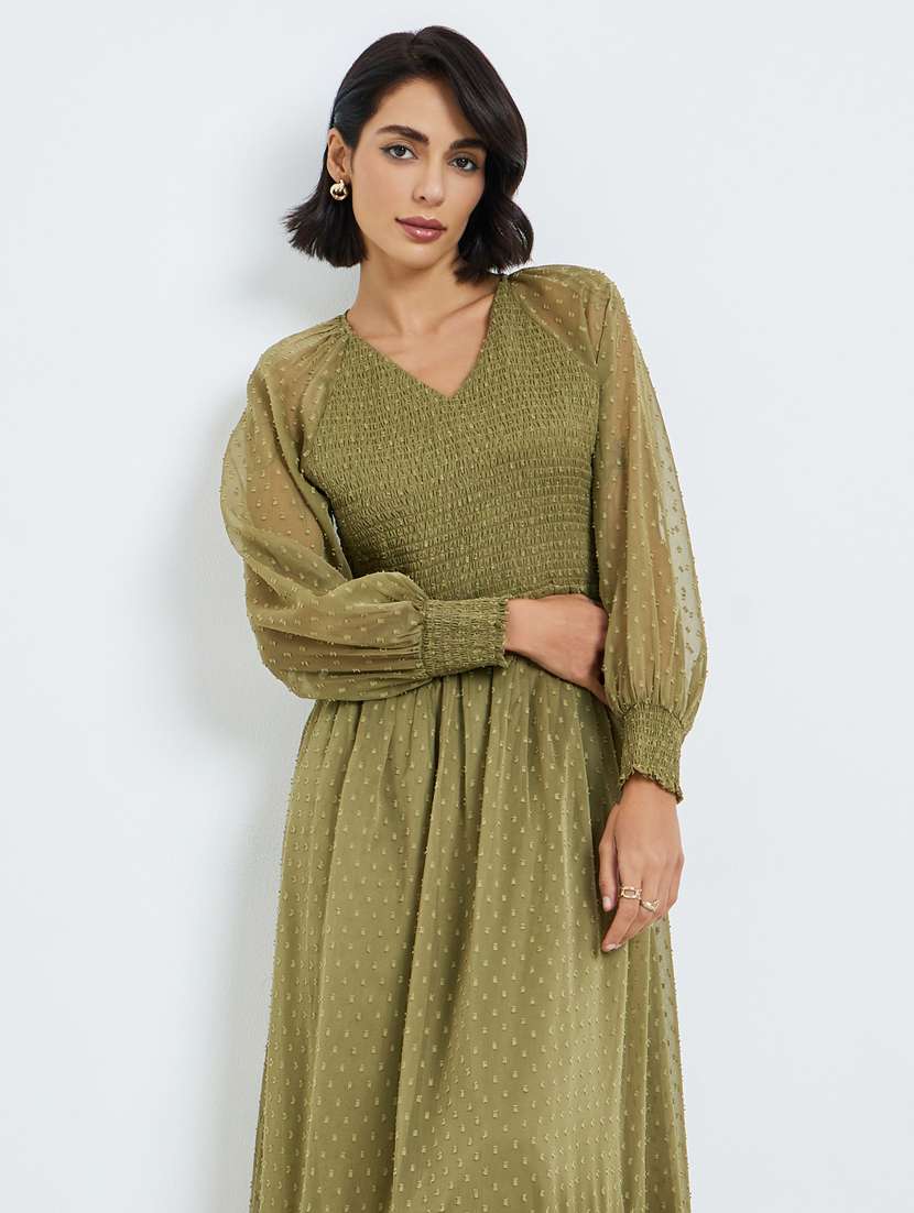 women self designed bishop sleeve tiered dress - 22397819 -  Standard Image - 2