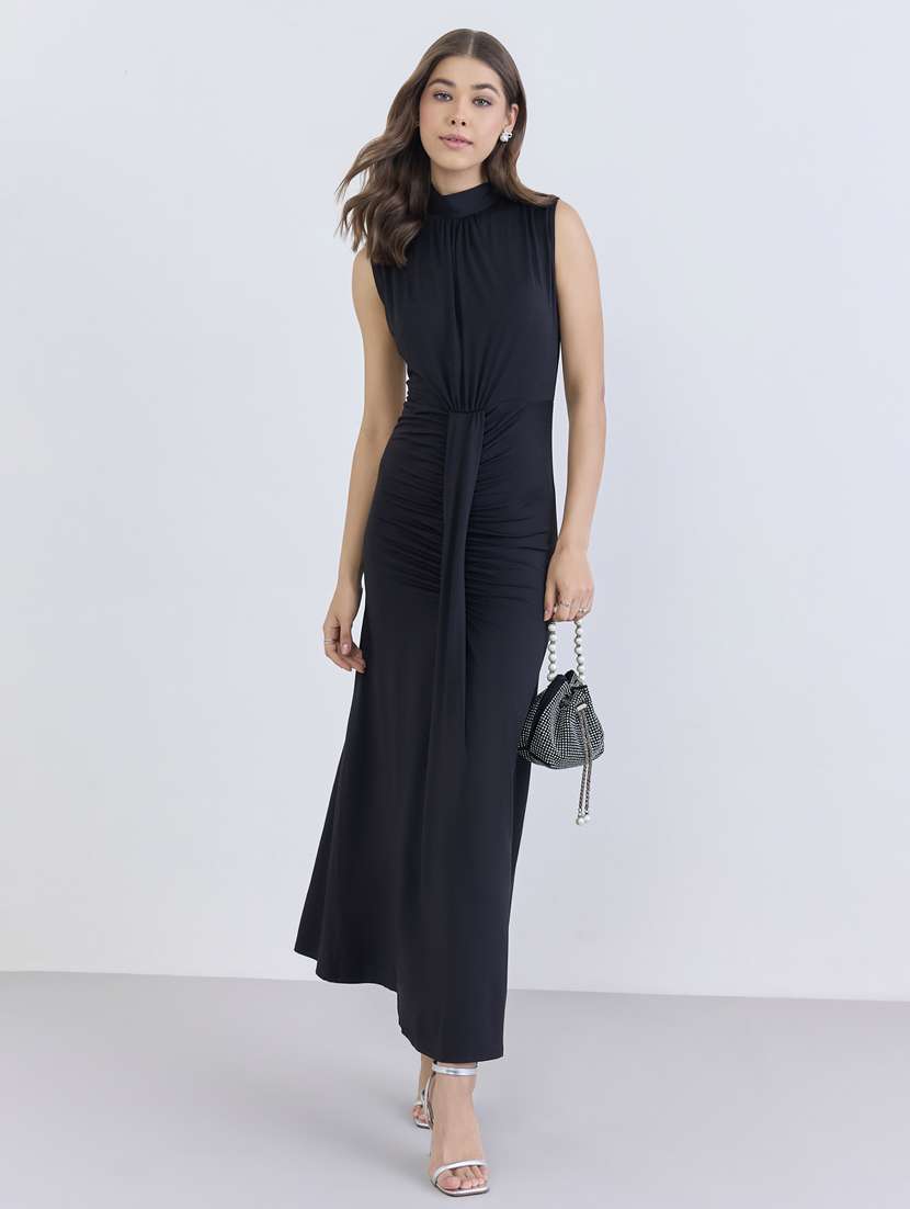women solid sleeveless bodycon dress