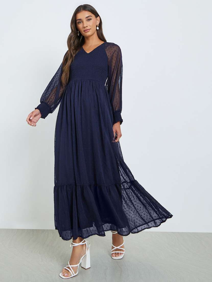 women self designed long sleeve tiered dress - 22397827 -  Standard Image - 2