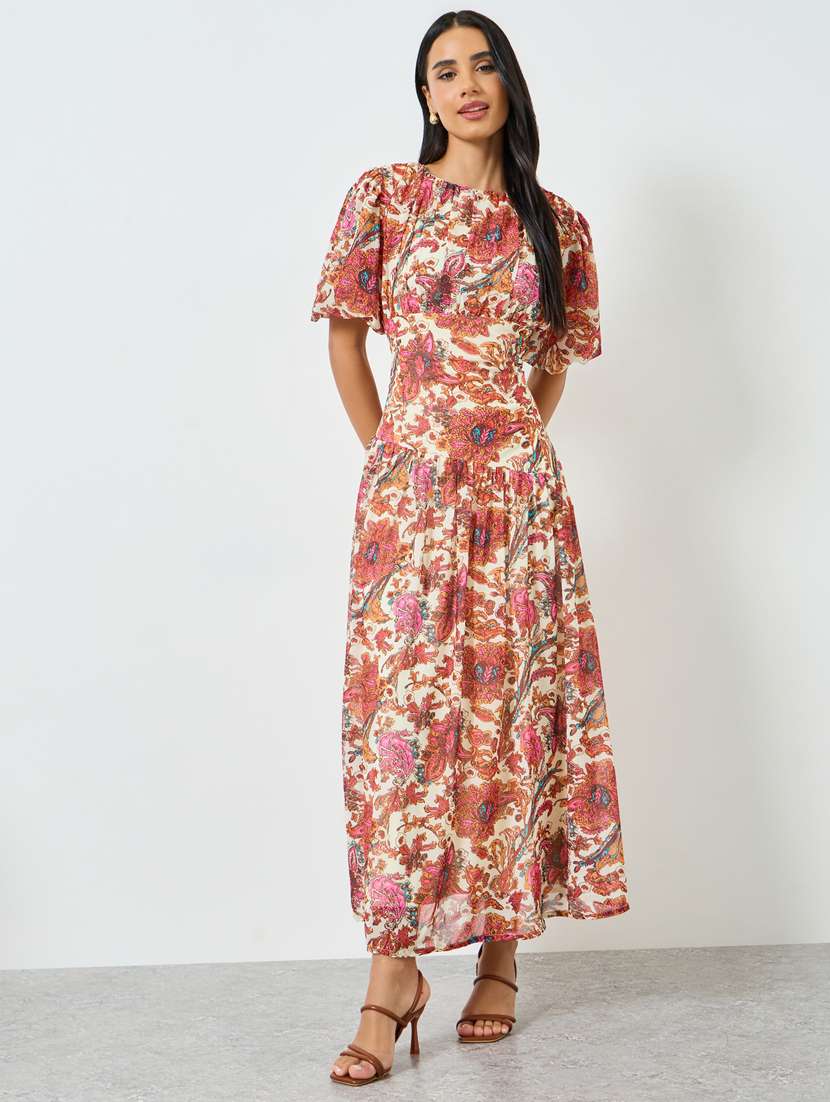 women floral print puff sleeve a-line dress - 22397828 -  Standard Image - 2