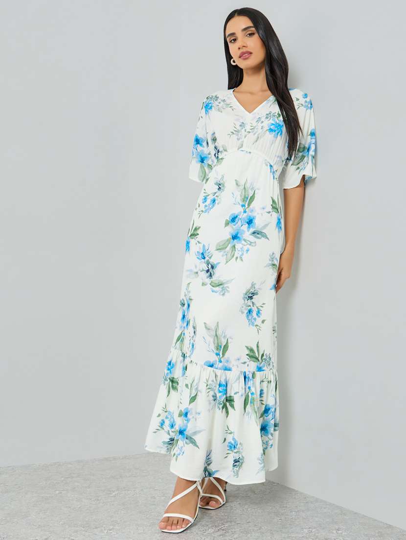 women floral print short sleeve tiered dress - 22397841 -  Standard Image - 2
