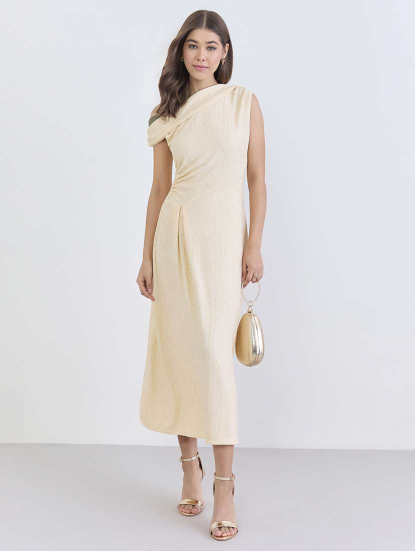 women solid single shoulder a-line dress - 22397846 -  Standard Image - 2