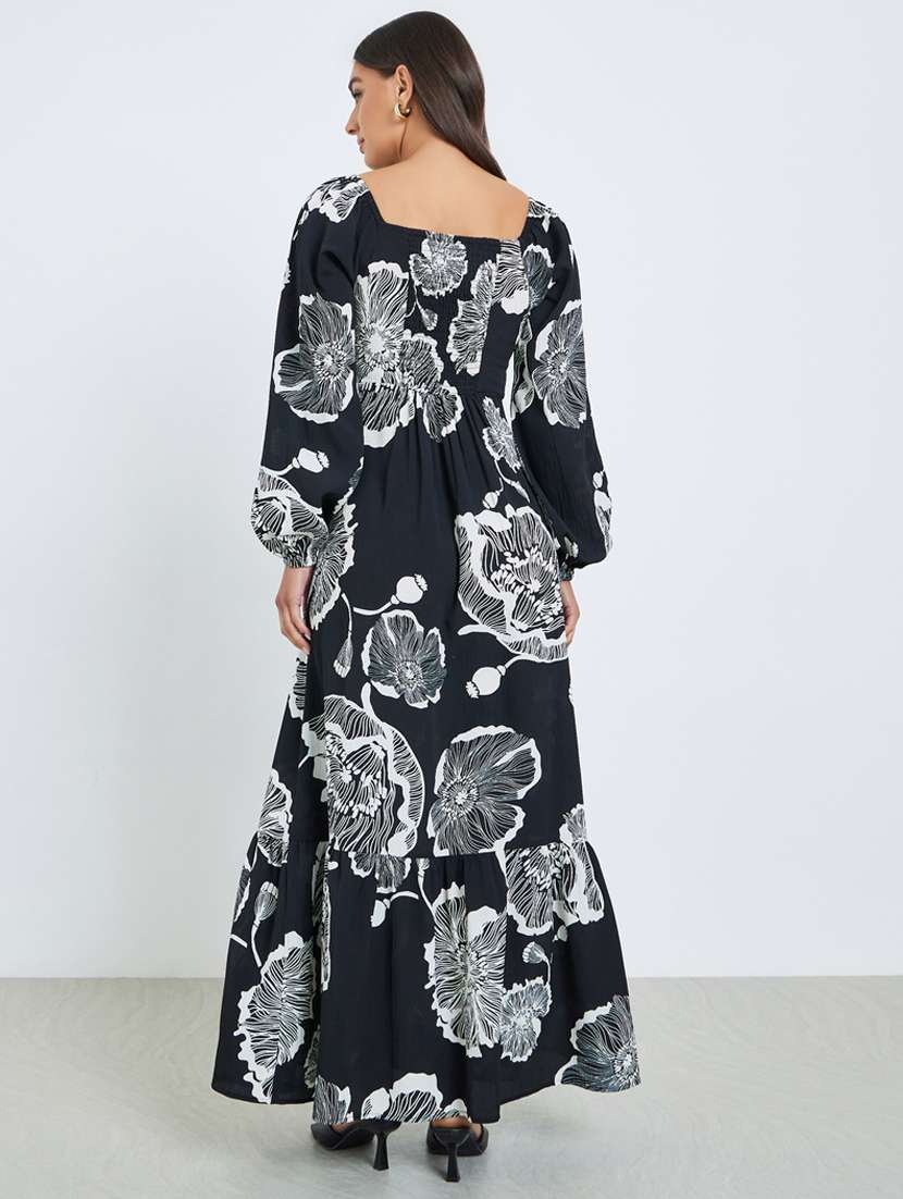 women floral print puff sleeve tiered dress - 22397862 -  Standard Image - 2