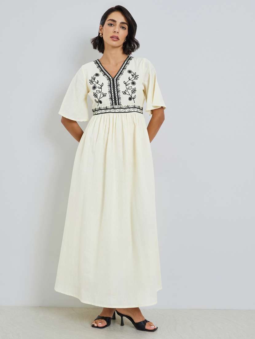 women embroidered flared fit & flare dress - 22397880 -  Standard Image - 2