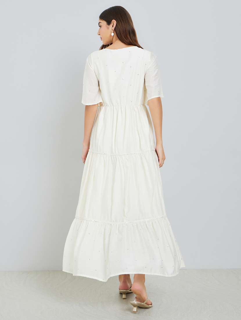 women embellished puff sleeve tiered dress - 22397884 -  Standard Image - 2