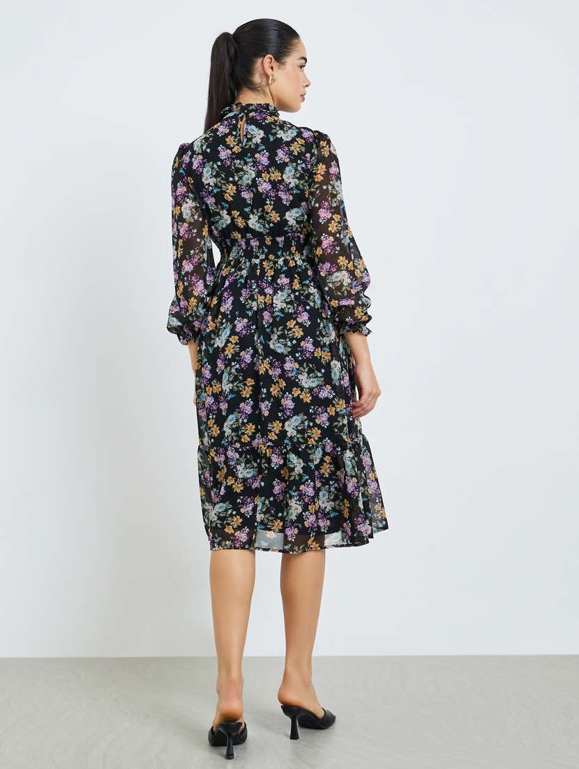 women floral print puff sleeve tiered dress - 22397890 -  Standard Image - 2