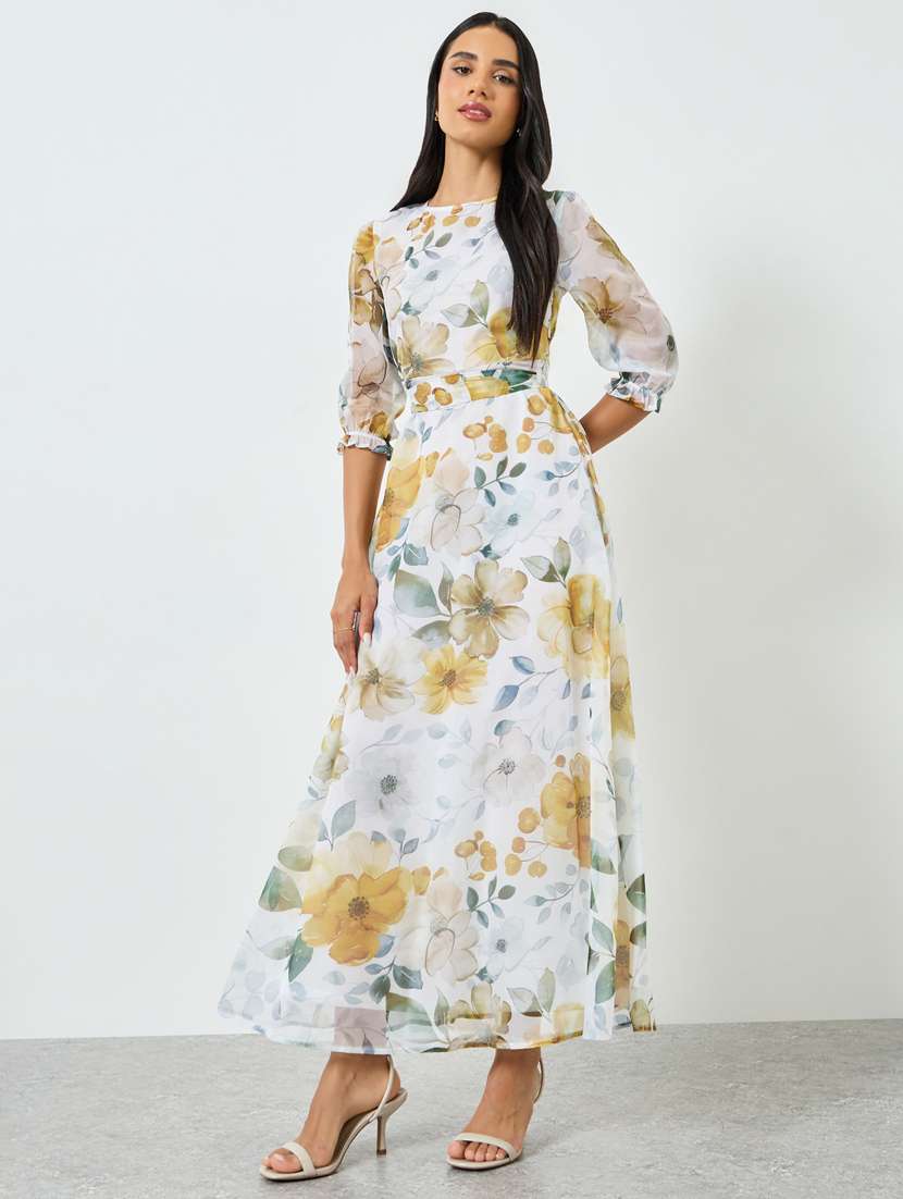 women floral print puff sleeve a-line dress - 22397891 -  Standard Image - 2