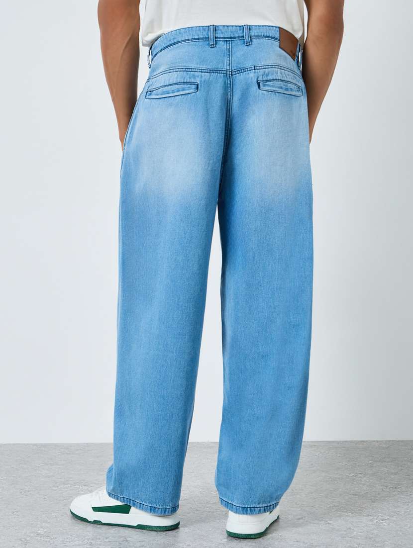 men washed mid rise full length baggy jeans - 22397955 -  Standard Image - 2