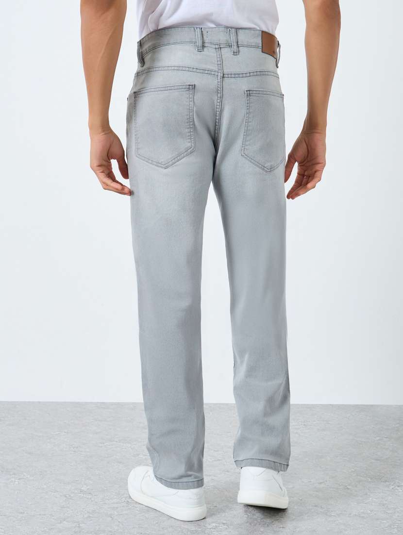 men plain mid rise full length relaxed fit jeans - 22397956 -  Standard Image - 2