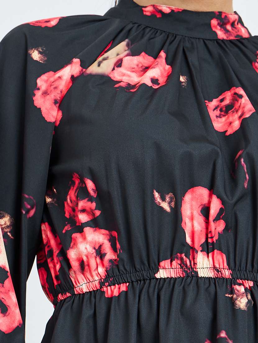 women floral print puff sleeve peplum top - 22397986 -  Standard Image - 2