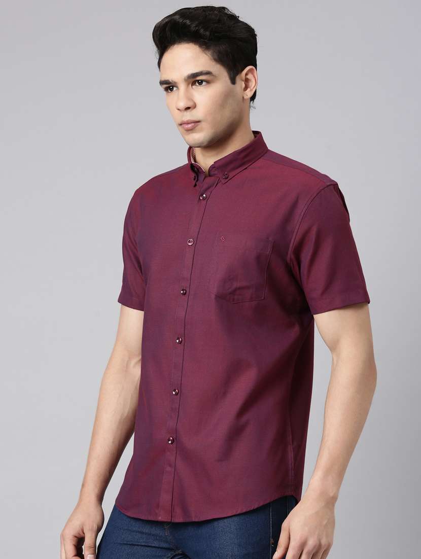 men solid short sleeve slim fit casual shirt - 22398055 -  Standard Image - 2