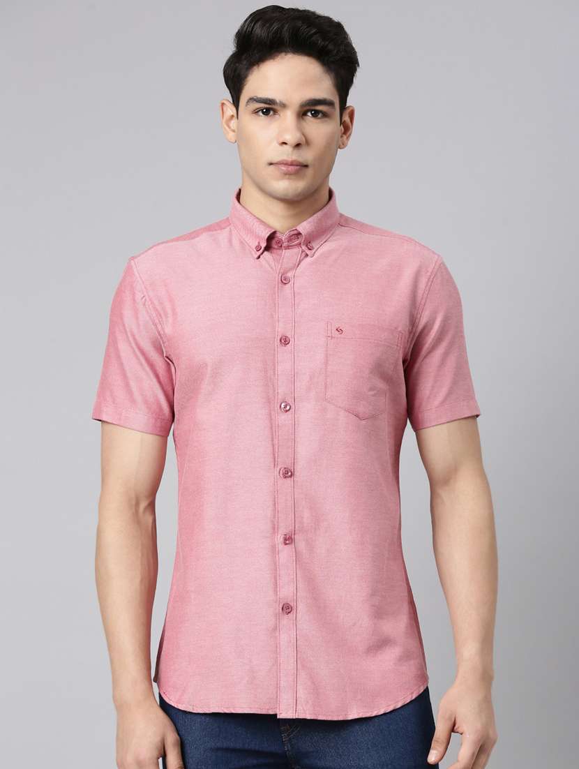men solid short sleeve slim fit casual shirt