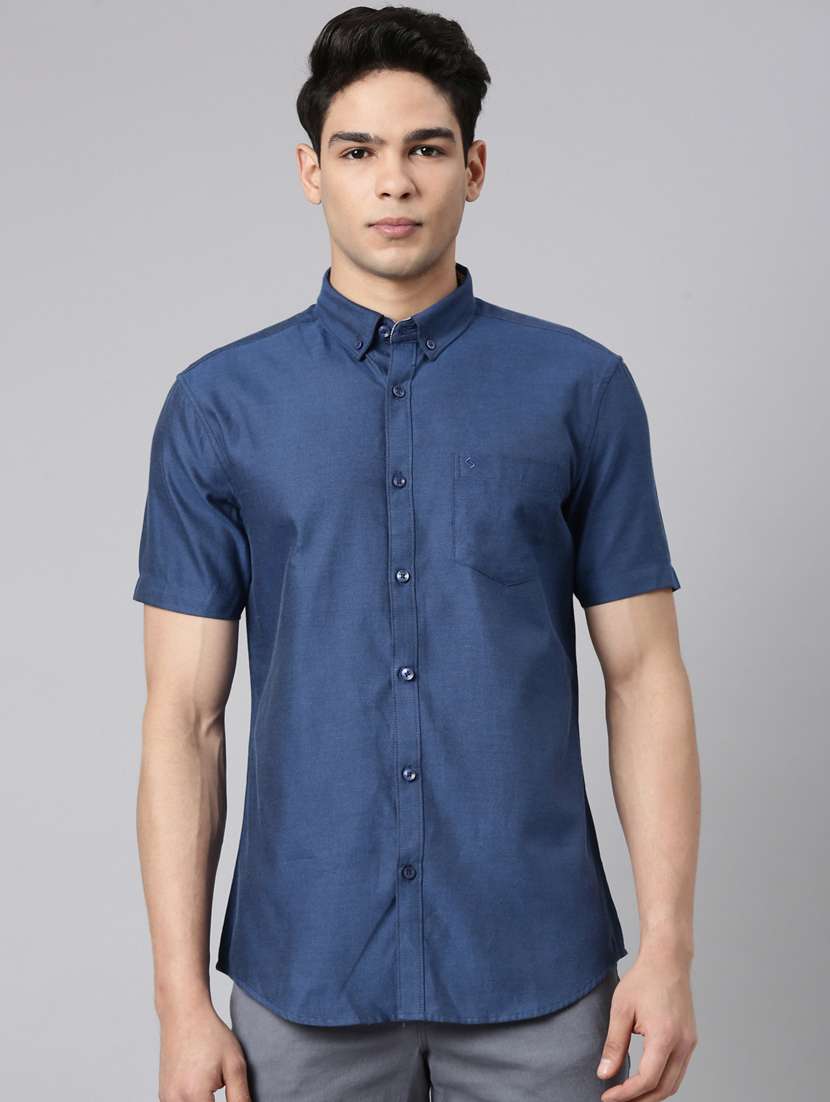 men solid short sleeve slim fit casual shirt