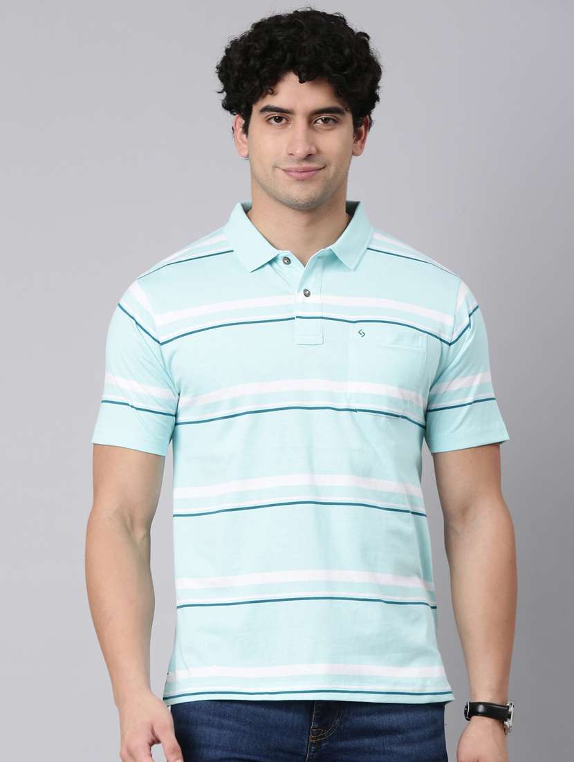 men striped short sleeve regular fit polo t-shirt