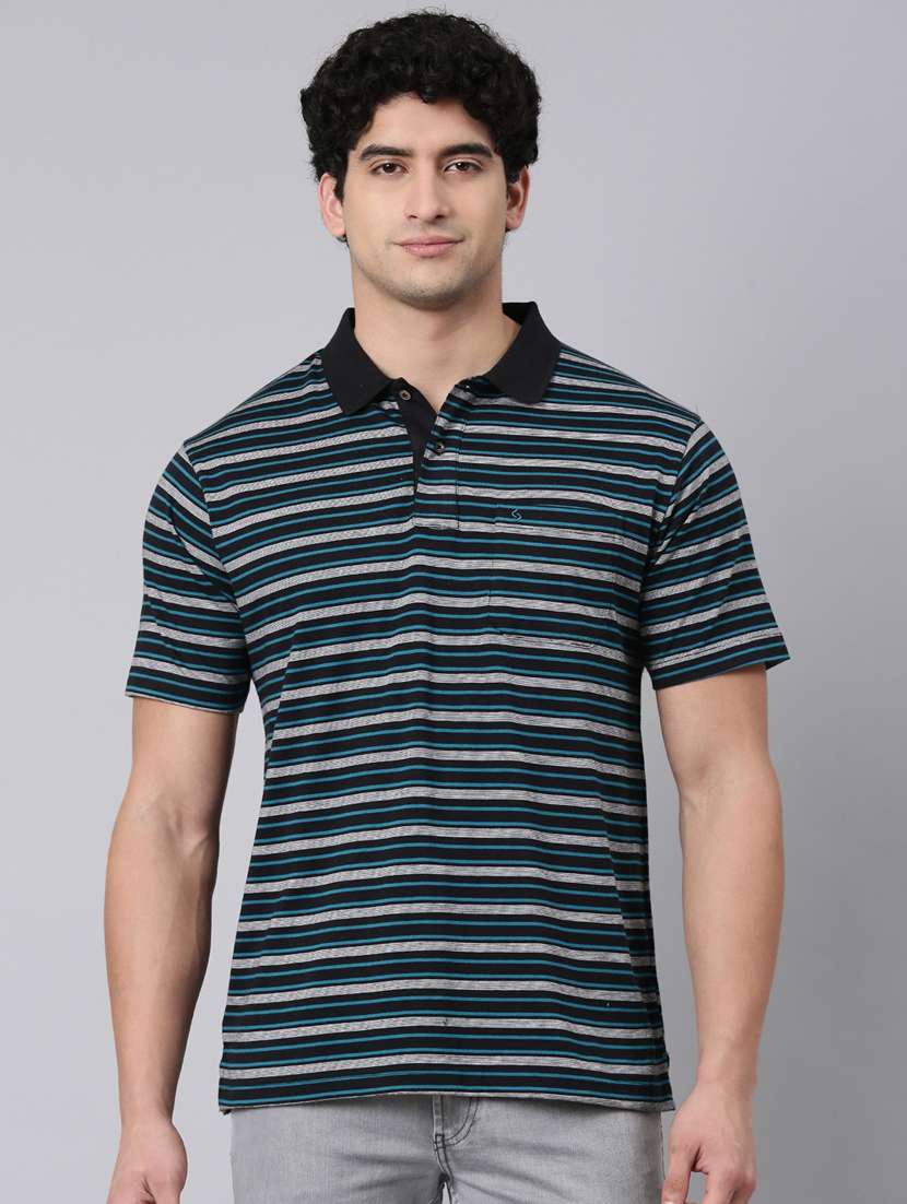 men striped short sleeve regular fit polo t-shirt