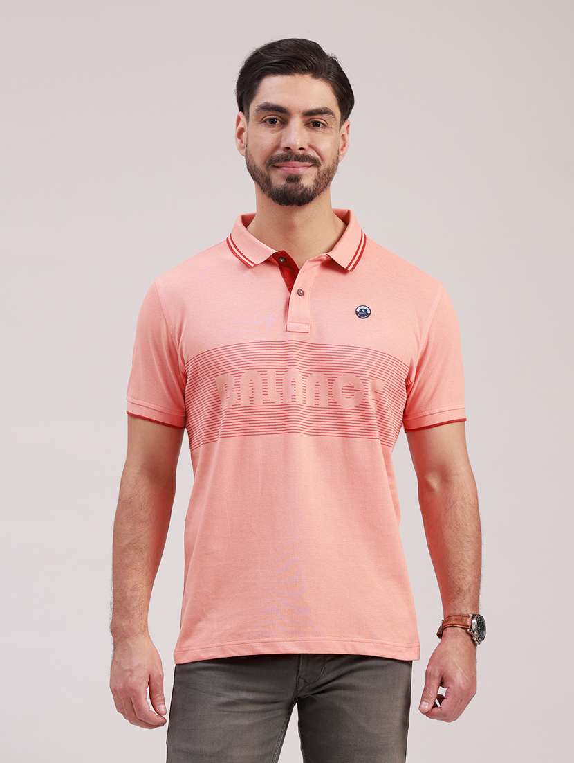 men printed short sleeve regular fit polo t-shirt