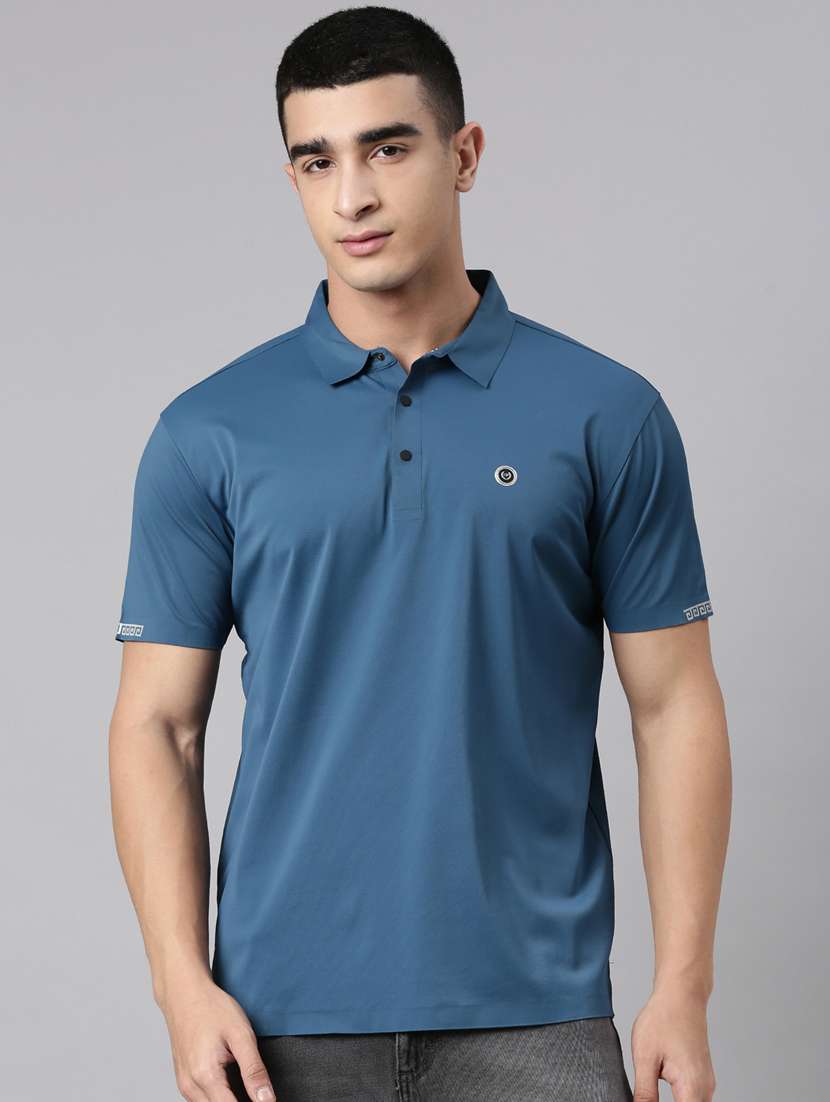 men solid short sleeve slim fit polo t-shirt