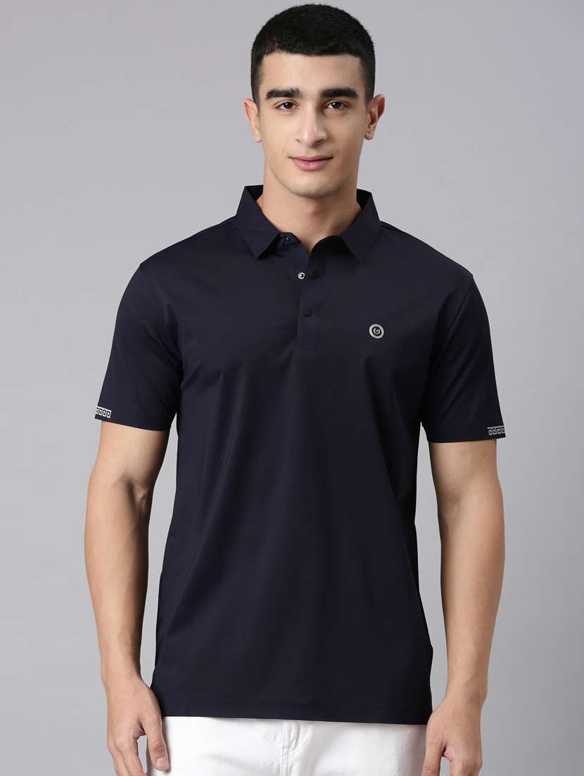 men solid short sleeve slim fit polo t-shirt