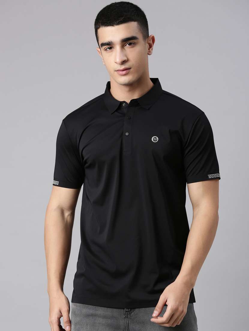 men solid short sleeve slim fit polo t-shirt
