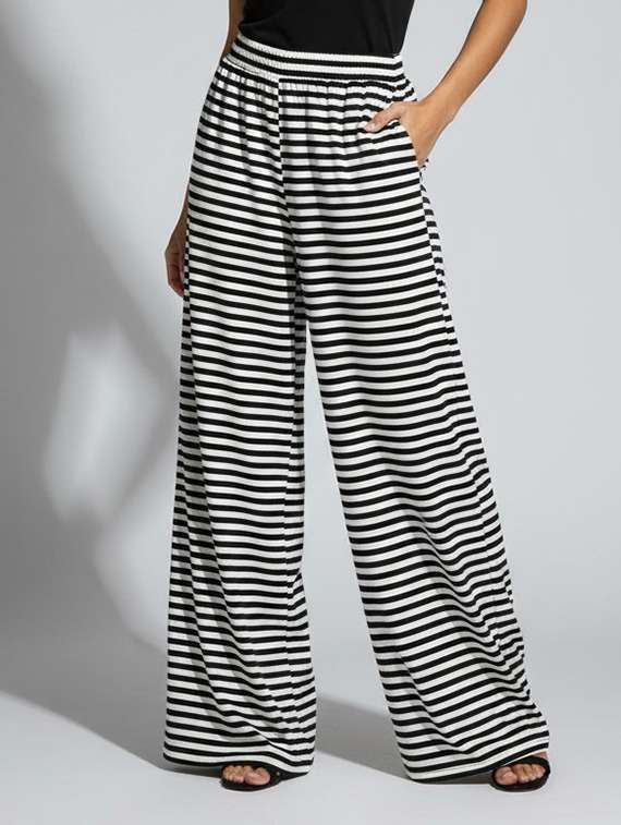 women striped high rise flared palazzo