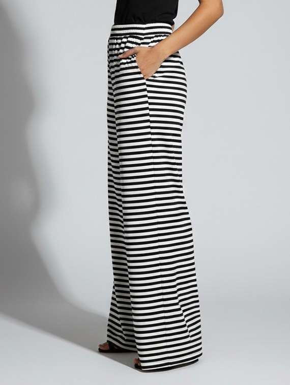 women striped high rise flared palazzo - 22398125 -  Standard Image - 2