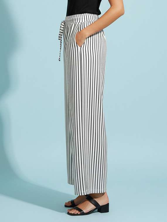 women striped high rise flared palazzo - 22398127 -  Standard Image - 2