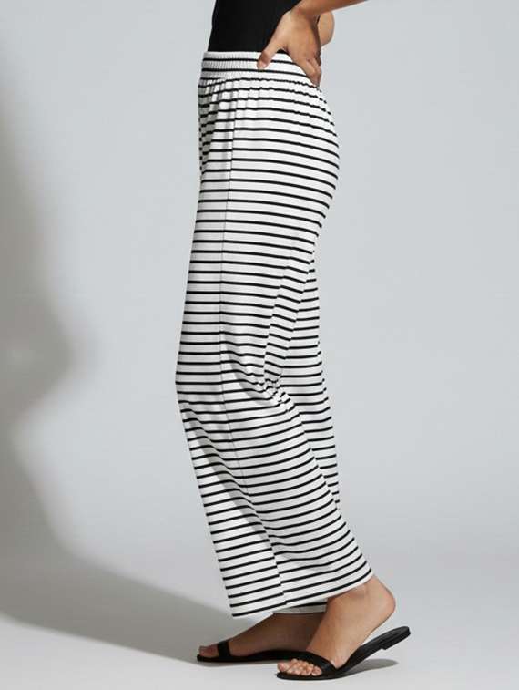 women striped high rise flared palazzo - 22398128 -  Standard Image - 2