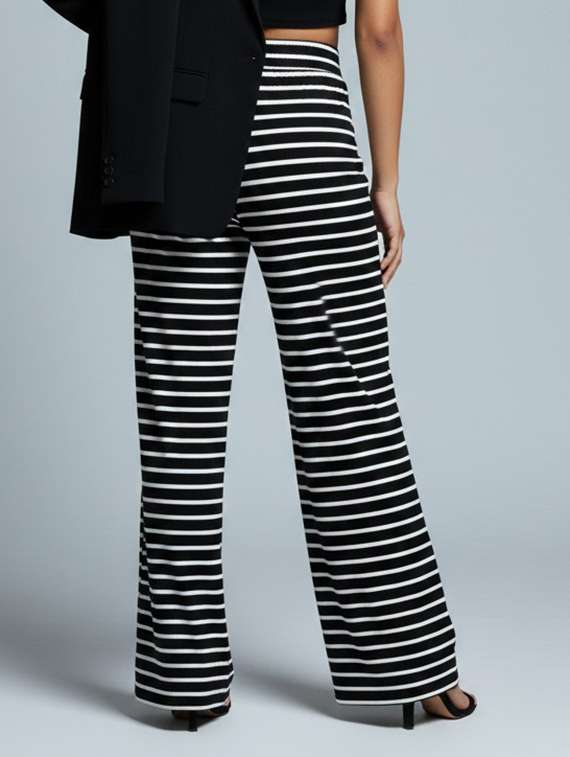 women striped high rise flared palazzo - 22398129 -  Standard Image - 2