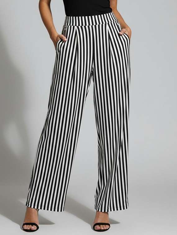 women striped high rise straight palazzo