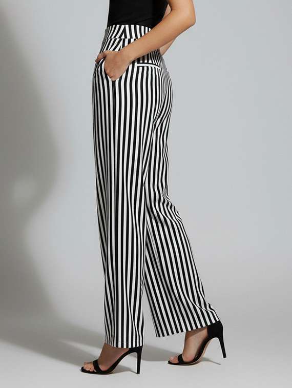 women striped high rise straight palazzo - 22398130 -  Standard Image - 2