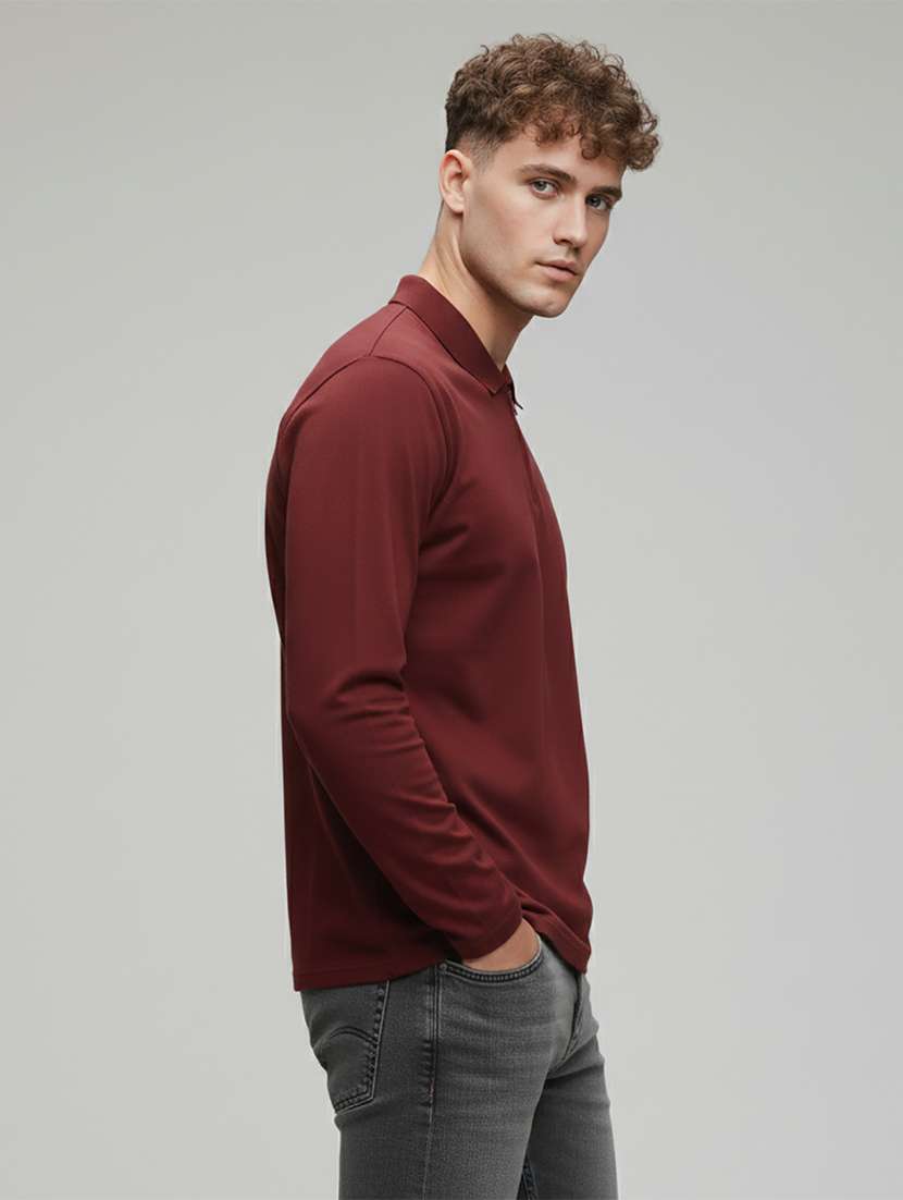 men solid long sleeve regular fit polo t-shirt - 22398905 -  Standard Image - 2